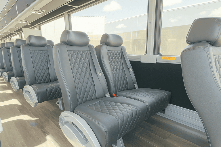 interior of Rogers Coach Bus Service charter bus