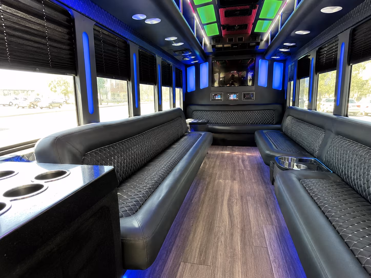 rogers 15 passenger party bus inside