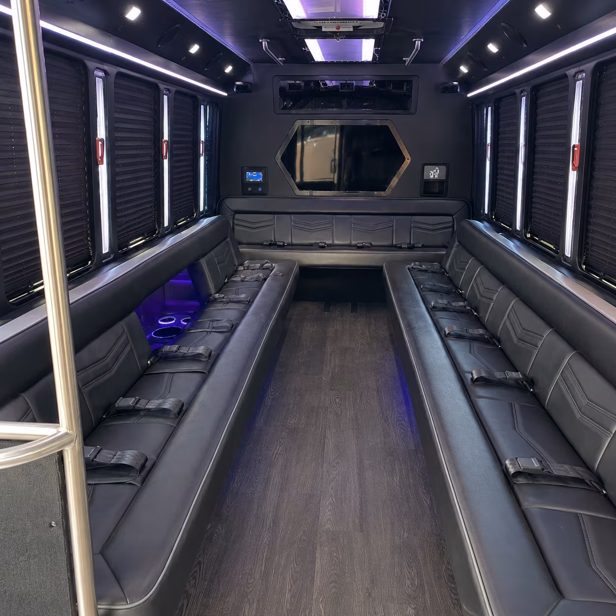 rogers 18 passenger party bus interior