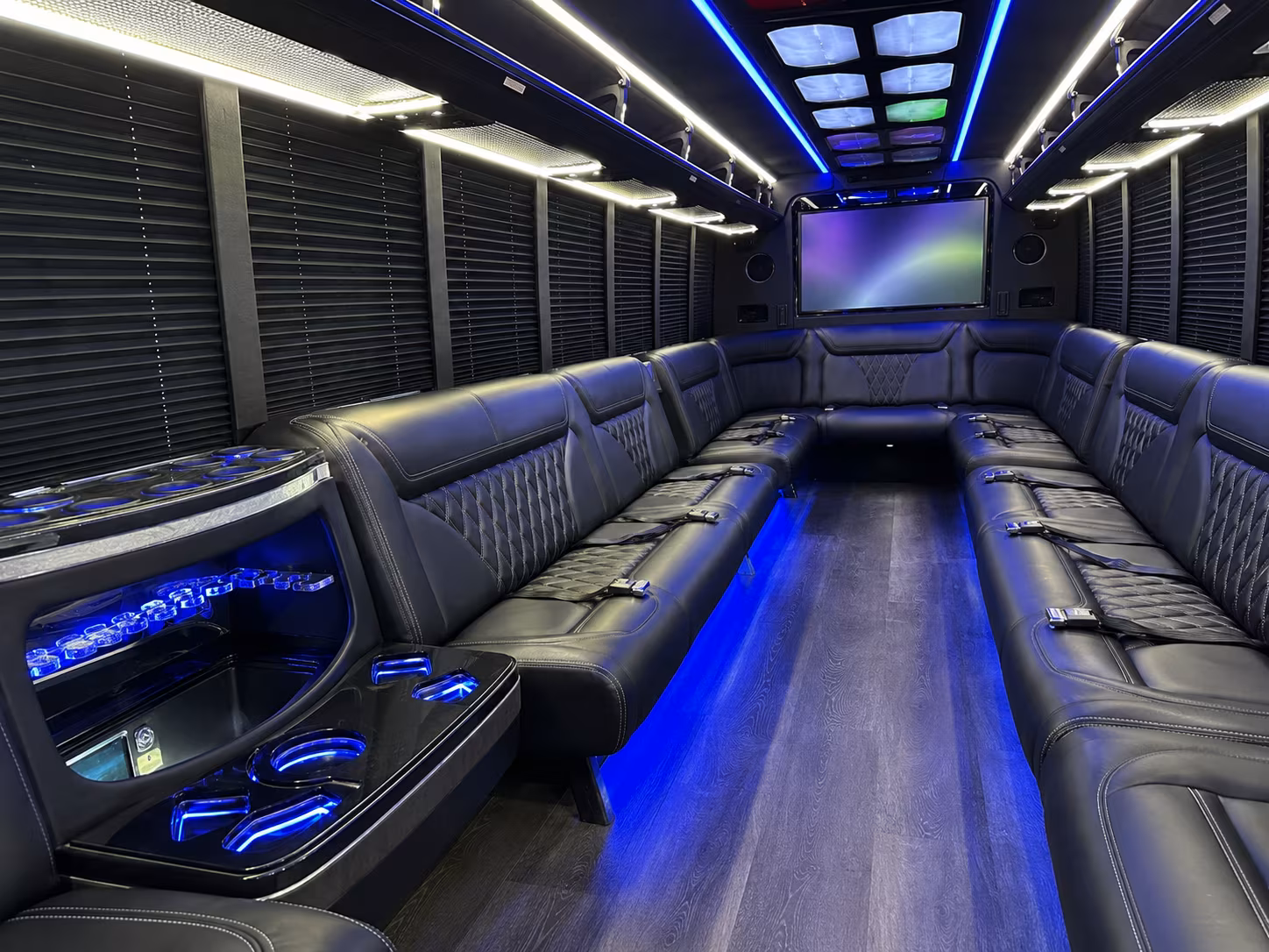 rogers 20 passenger party bus inside