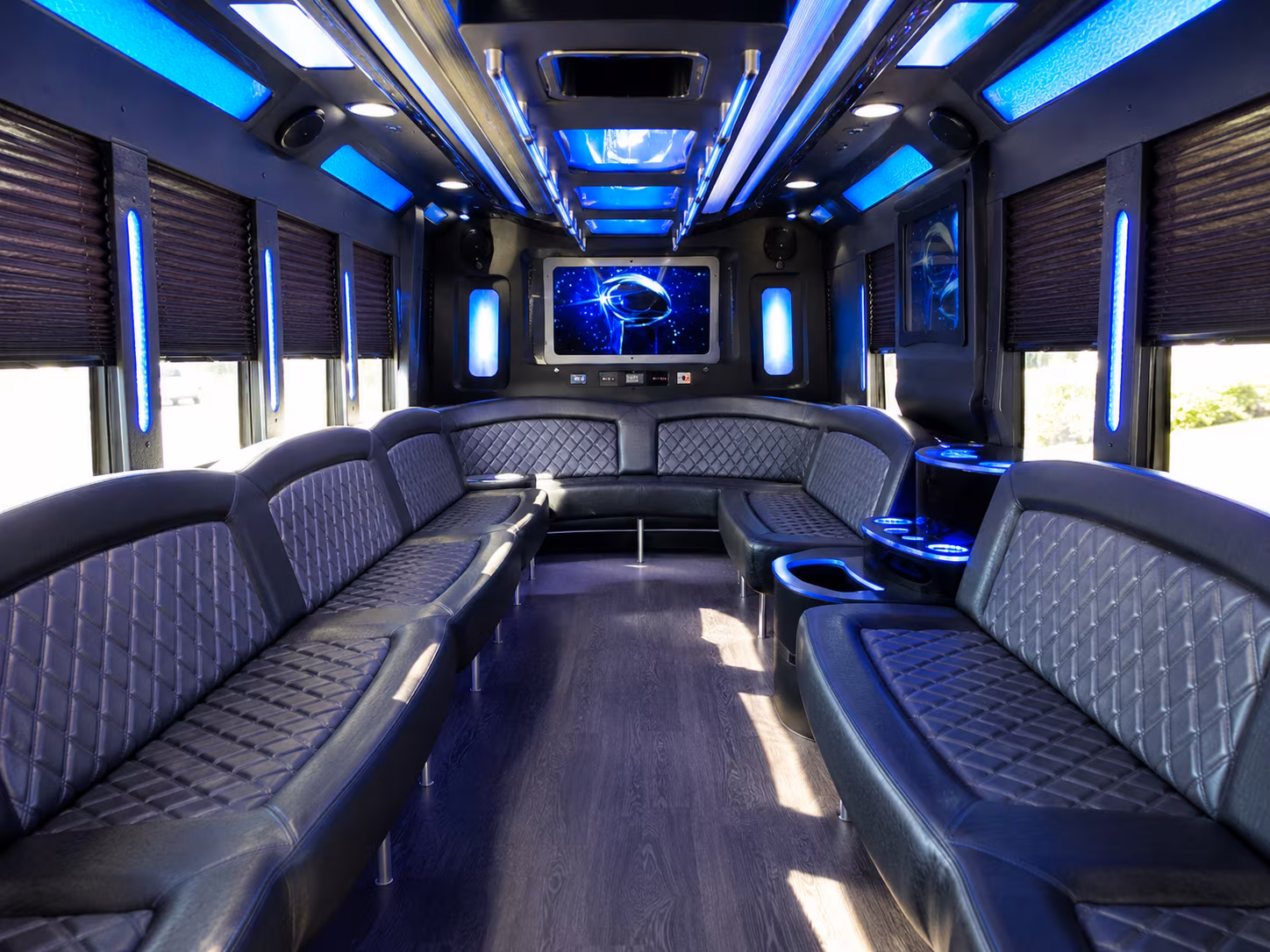 rogers 28 passenger party bus inside