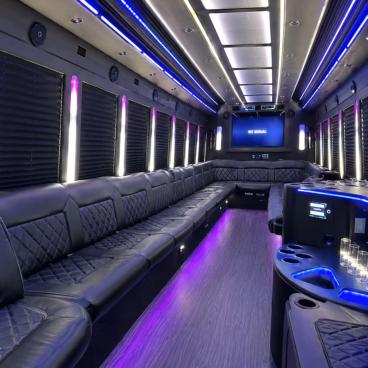 rogers 30 passenger party bus inside
