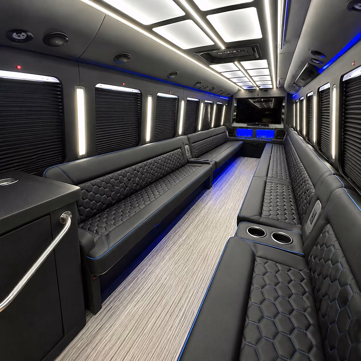 rogers party bus rental interior